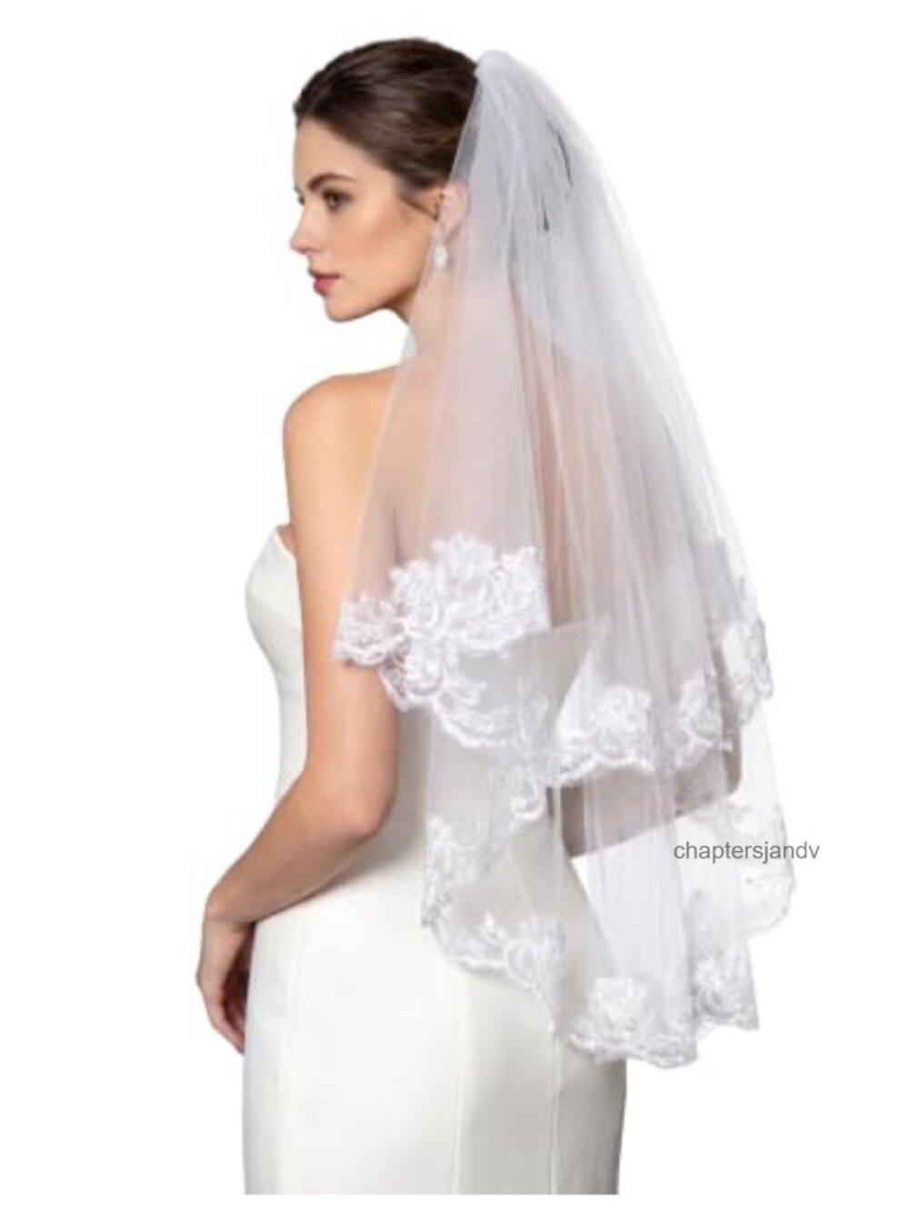 Lace Trim Bridal Veil Bachelorette Wedding Costume Accessory